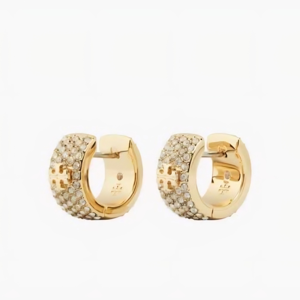 Tory Burch Gold Crystal-Studded Hoops